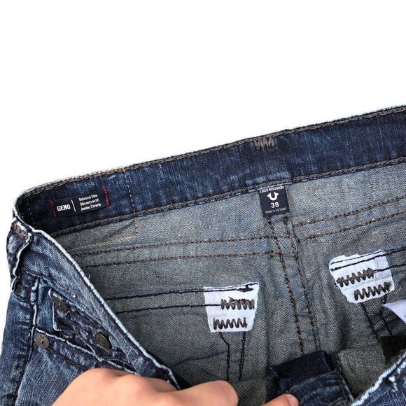 True Religion Jeans Size 38 GENO RELAXED SLIM Blue - Picture 8 of 9